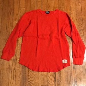 Boys thermal long sleeve Polo tee. Size M